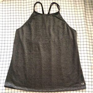 Gap EUC gold and black metallic striped tank top